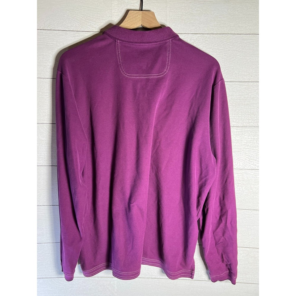 Tommy Bahama Island Zone Men's XL Polo Shirt Long Sleeve Purple Supima Vacation - Picture 10 of 10